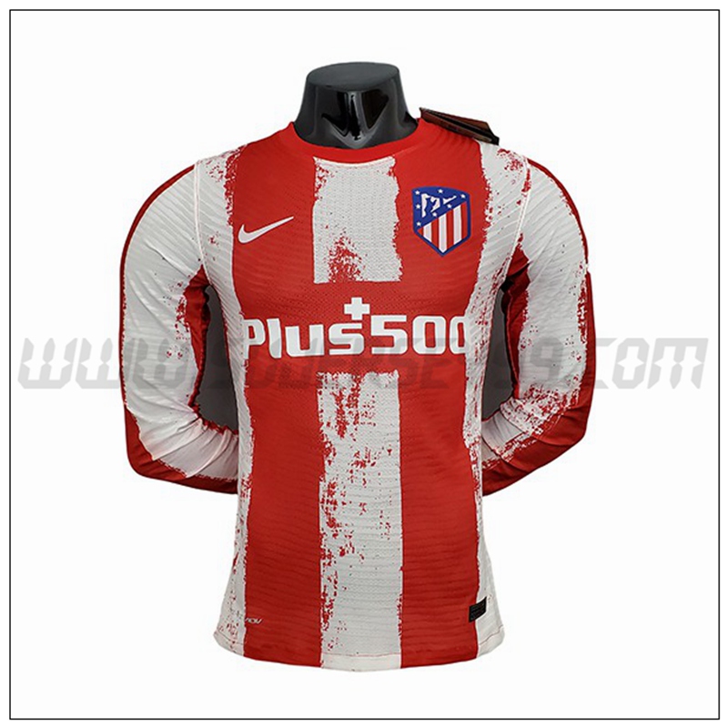 Primera Camiseta Futbol Atletico Madrid Manga Larga 2021 2022