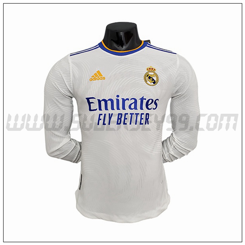 Primera Camiseta Futbol Real Madrid Manga Larga 2021 2022