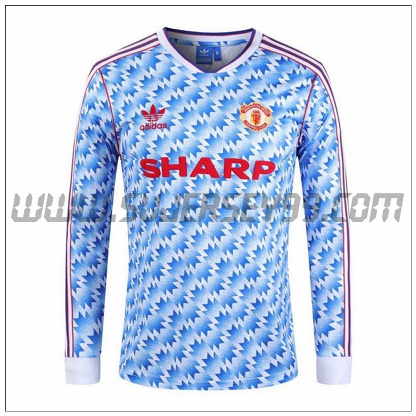 Camiseta Futbol Manchester United Retro Segunda Manga Larga 1990/1992