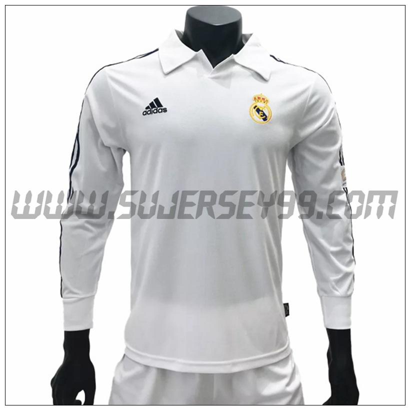 Camiseta Futbol Real Madrid Retro Primera Manga Larga 2001/2002