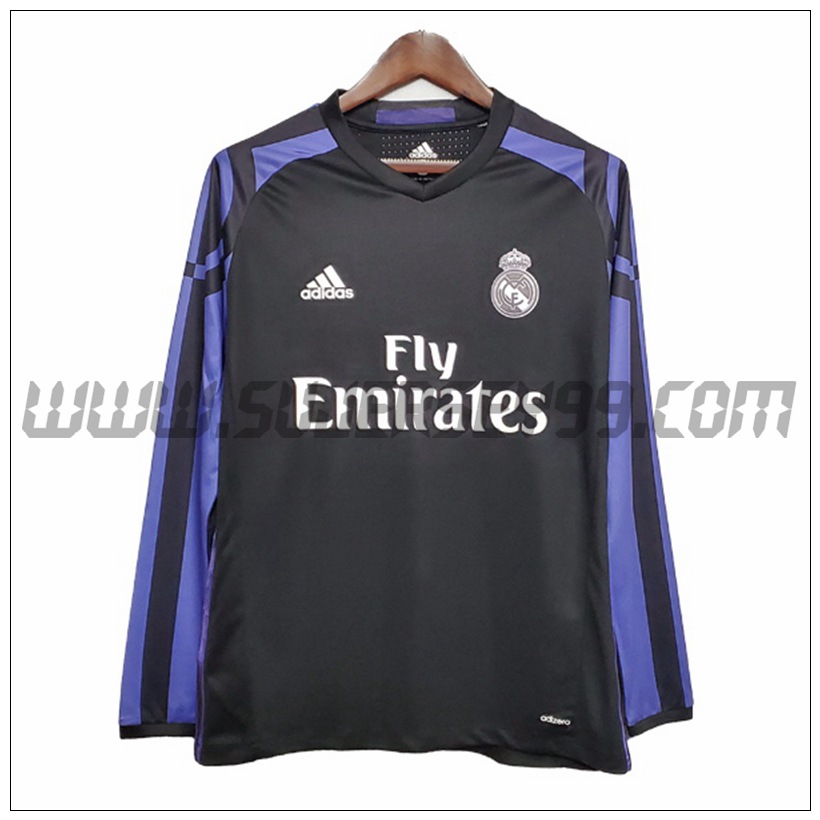 Camiseta Futbol Real Madrid Retro Manga Larga Tercera 2015/2016