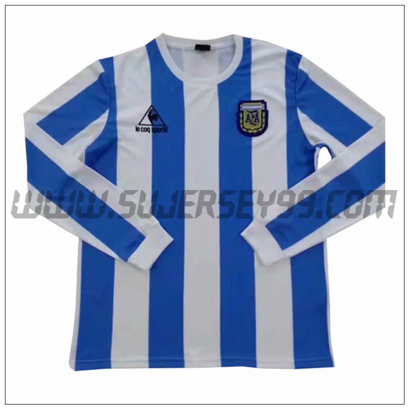 Camiseta Futbol Argentina Retro Primera Manga Larga 1986