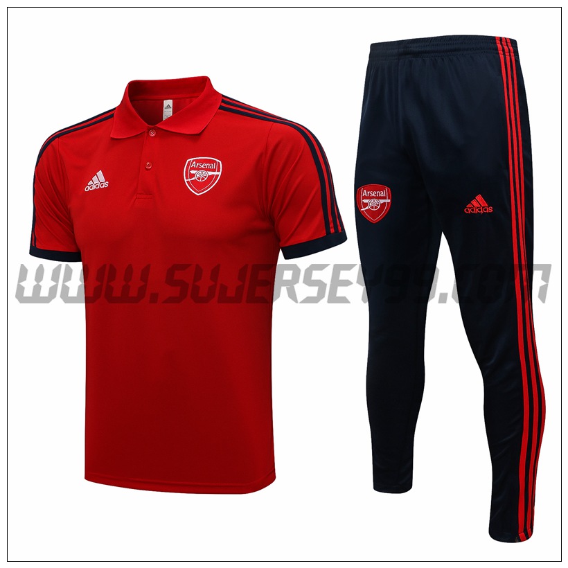 Polo Futbol FC Arsenal + Pantalones Rojo/Negro 2021 2022