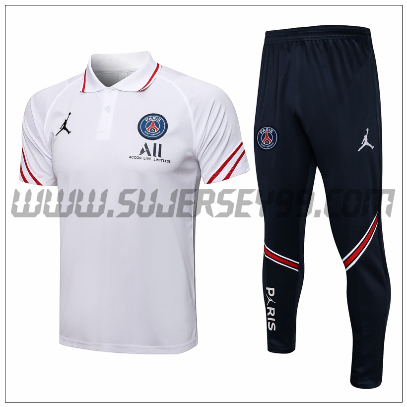 Polo Futbol Jordan PSG + Pantalones Blanco 2021 2022