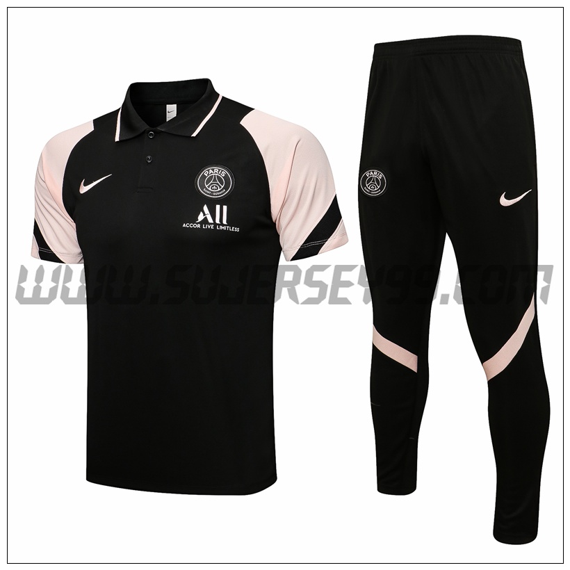 Polo Futbol Jordan PSG + Pantalones Negro/Rosa 2021 2022