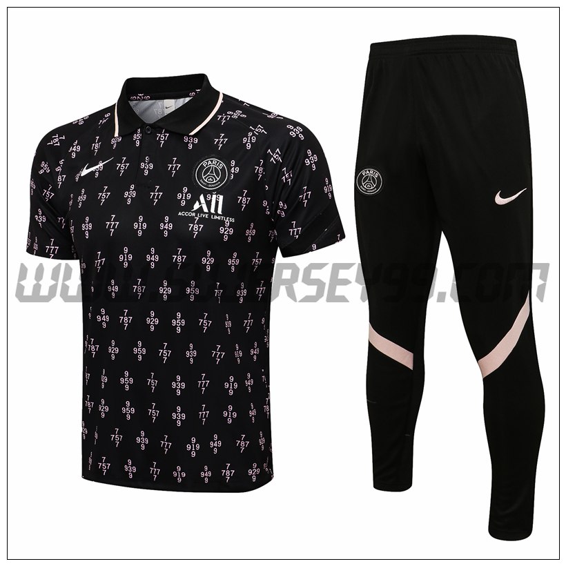 Polo Futbol Jordan PSG + Pantalones Negro 2021 2022