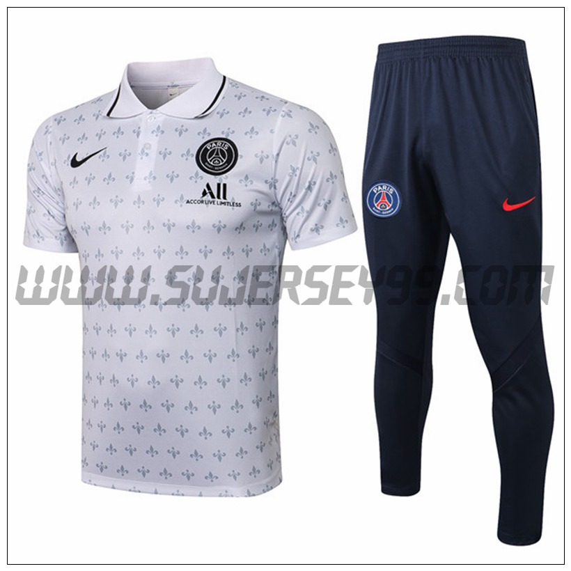 Polo Futbol PSG + Pantalones Blanco 2021 2022