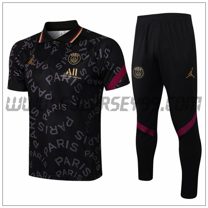 Polo Futbol Jordan PSG + Pantalones Negro/Gris 2021 2022