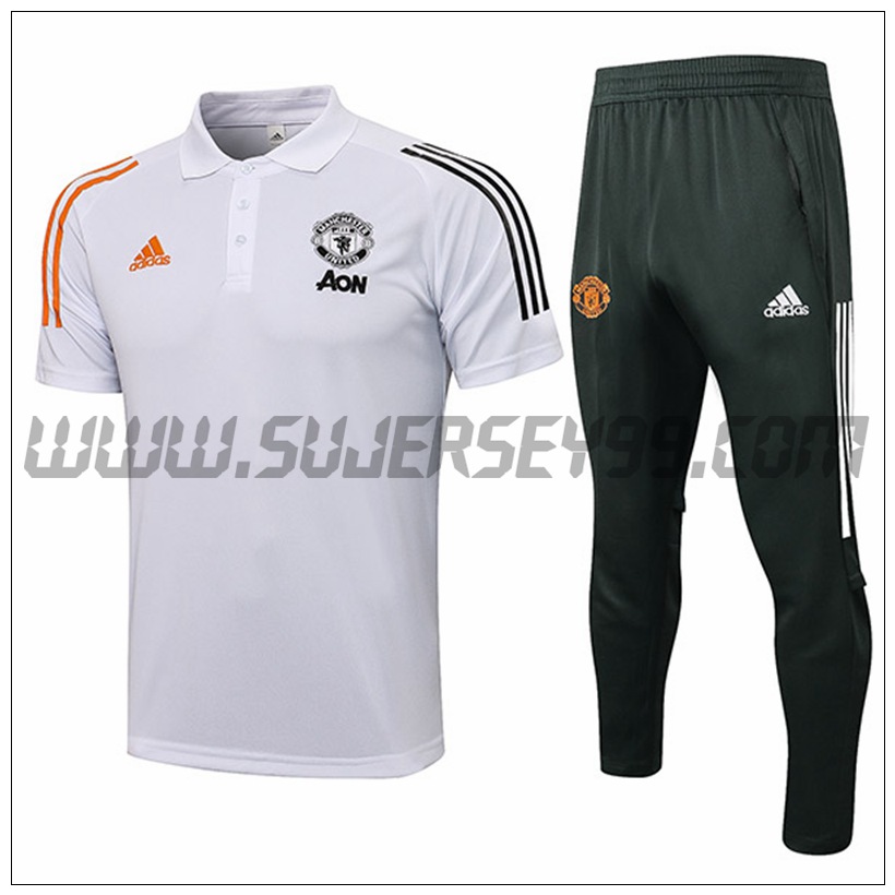 Polo Futbol Manchester United + Pantalones Blanco 2021 2022