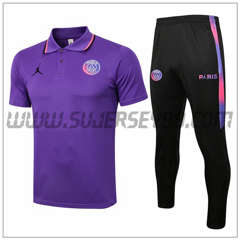 Polo Futbol Jordan PSG + Pantalones Violet 2021 2022