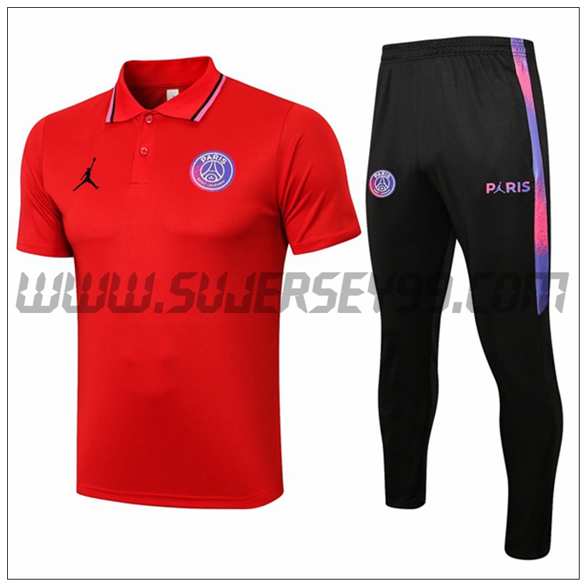 Polo Futbol Jordan PSG + Pantalones Rojo 2021 2022