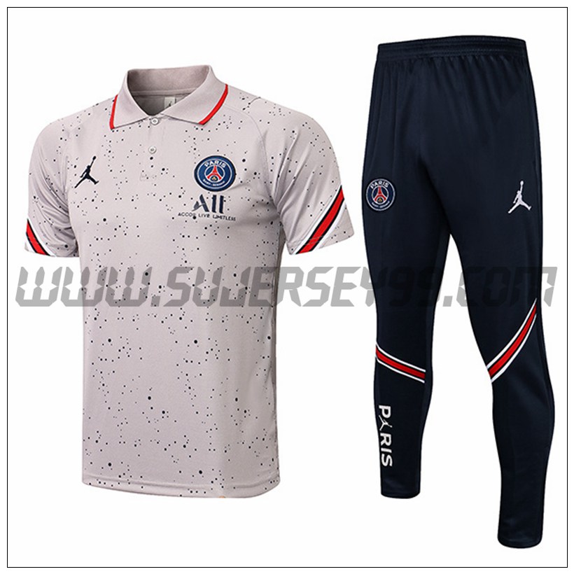 Polo Futbol Jordan PSG + Pantalones Gris/Negro 2021 2022