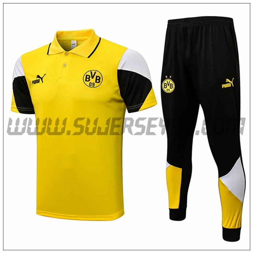 Polo Futbol Dortmund BVB + Pantalones Amarillo 2021 2022