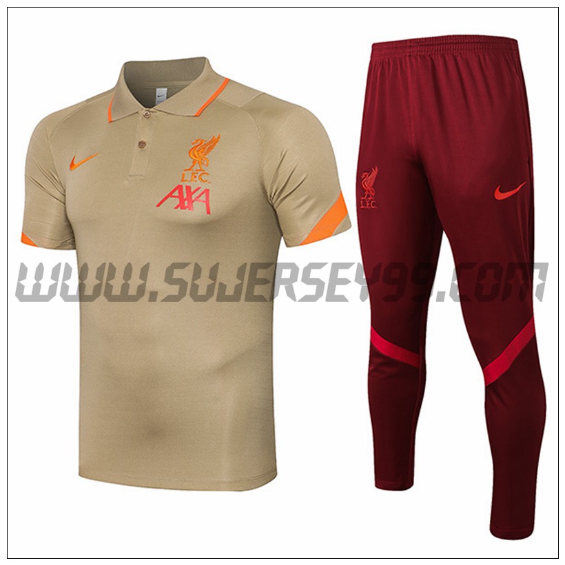 Polo Futbol FC Liverpool + Pantalones Marrón claro 2021 2022