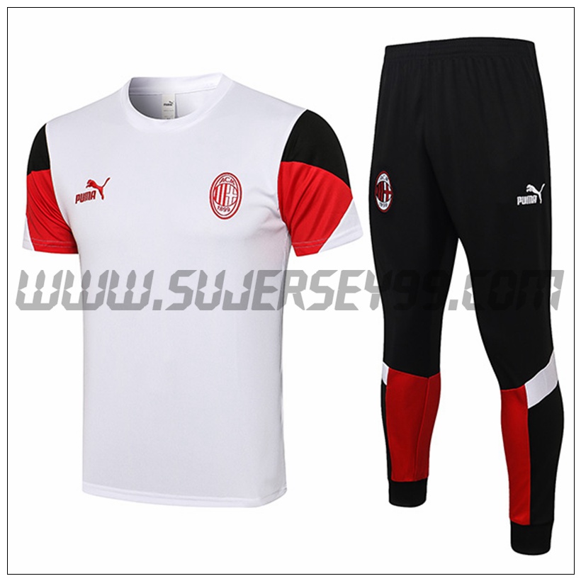 Polo Futbol AC Milan + Pantalones Blanco 2021 2022