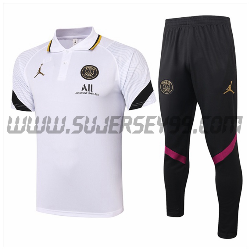 Polo Futbol Jordan PSG + Pantalones Blanco/Negro 2021 2022