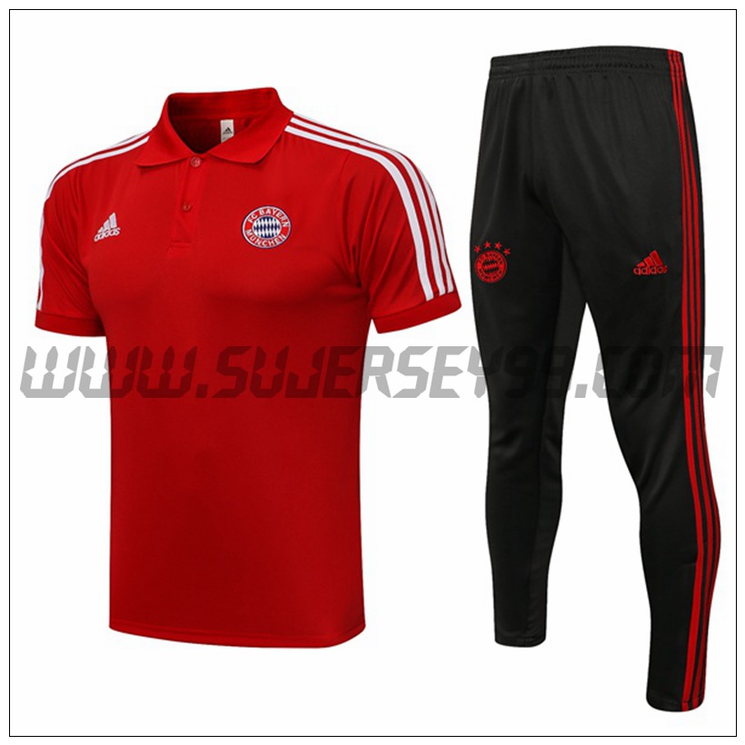 Polo Futbol Bayern Munich + Pantalones Blanco/Rojo 2021 2022