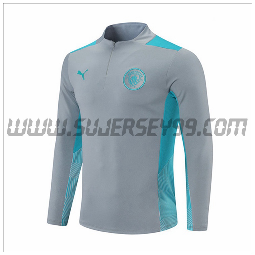 Sudadera Entrenamiento Manchester City Azul/Gris 2021 2022