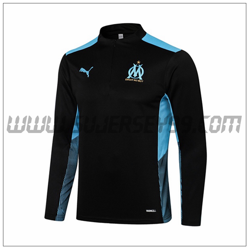 Sudadera Entrenamiento Marsella OM Negro/Azul 2021 2022