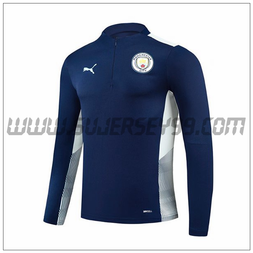 Sudadera Entrenamiento Manchester City Negro/Blanco 2021 2022