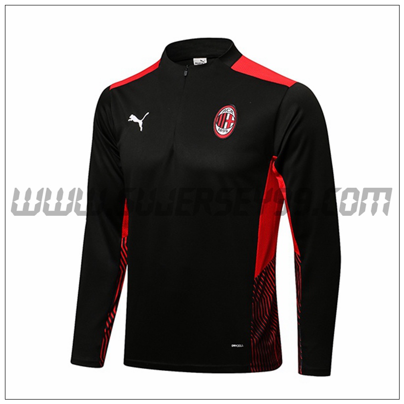 Sudadera Entrenamiento AC Milan Negro/Rojo 2021 2022