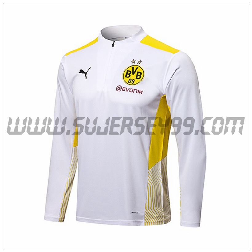 Sudadera Entrenamiento Dortmund BVB Blanco/Amarillo 2021 2022