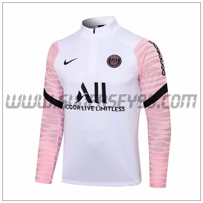 Sudadera Entrenamiento Jordan PSG Rosa/Blanco 2021 2022