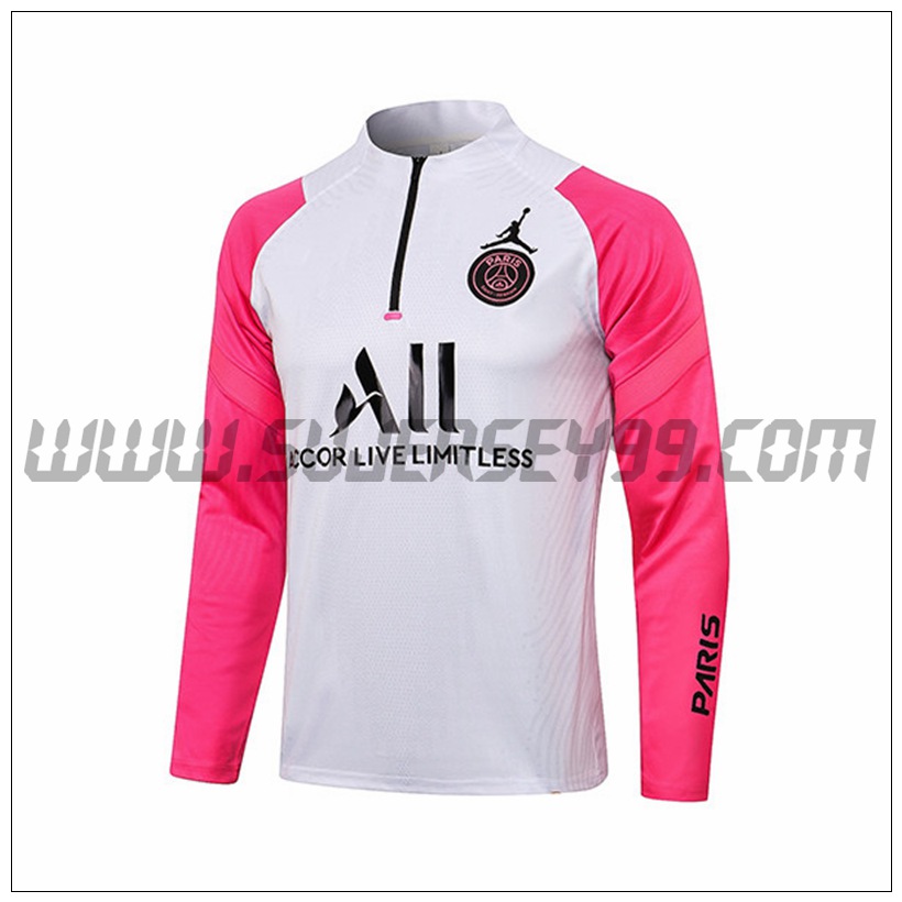 Sudadera Entrenamiento Jordan PSG Blanco/Rosa 2021 2022