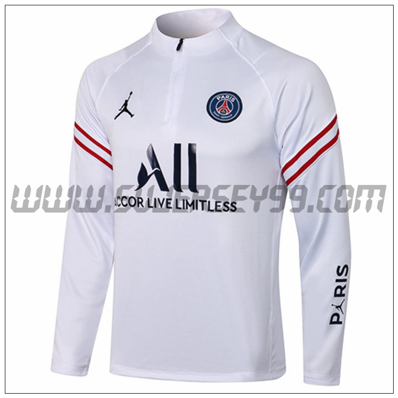 Sudadera Entrenamiento Jordan PSG Blanco 2021 2022