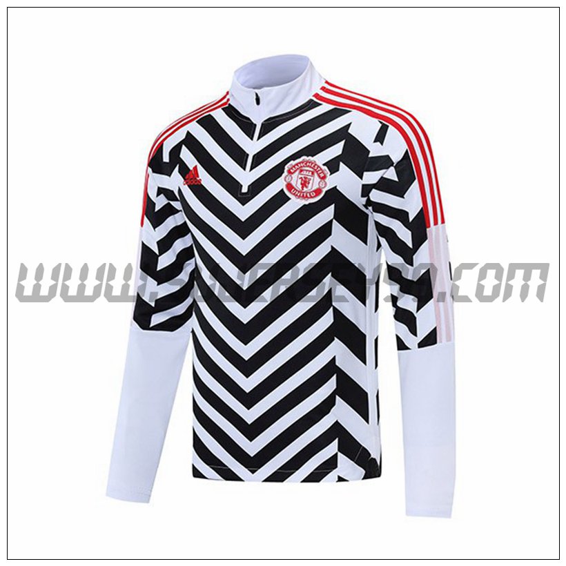 Sudadera Entrenamiento Manchester United Blanco/Negro 2021 2022