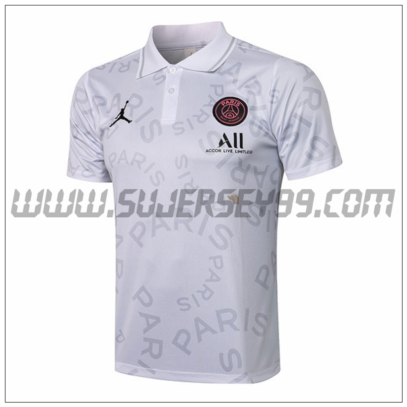 Polo Futbol Jordan PSG Blanco/Gris 2021 2022