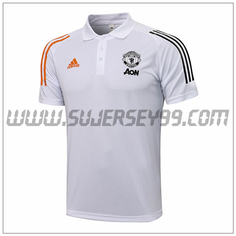 Polo Futbol Manchester Unitedl Blanco 2021 2022