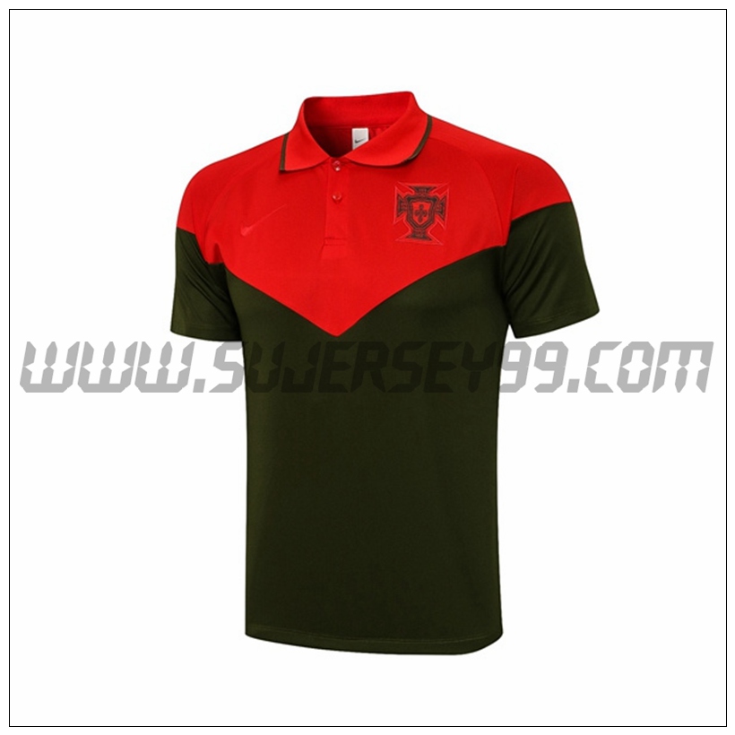 Polo Futbol Portugal Negro/Rojo 2021 2022