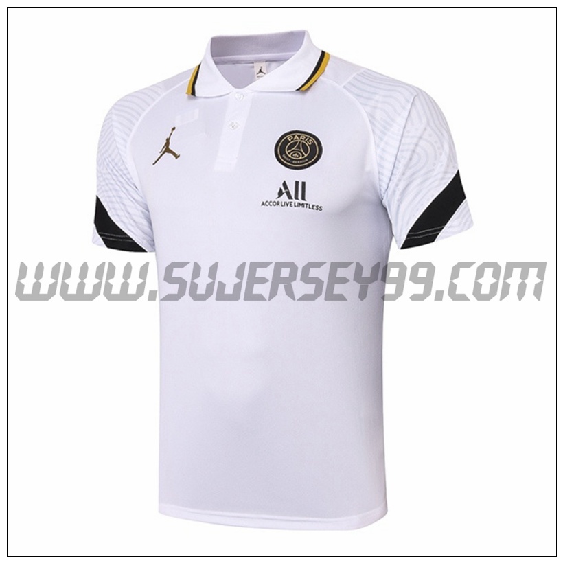 Polo Futbol Jordan PSG Blanco/Negro 2021 2022