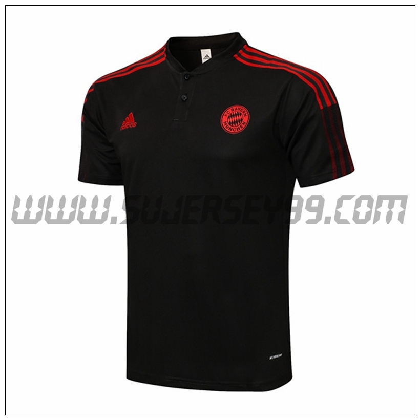 Polo Futbol Bayern Munich Negro/Rojo 2021 2022