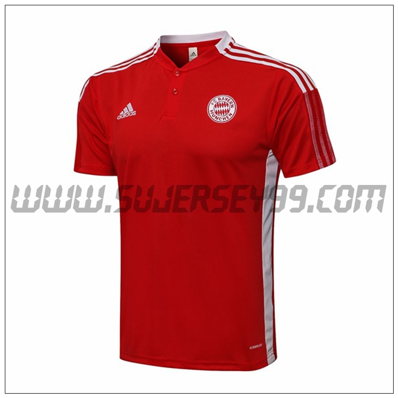 Polo Futbol Bayern Munich Rojo/Blanco 2021 2022