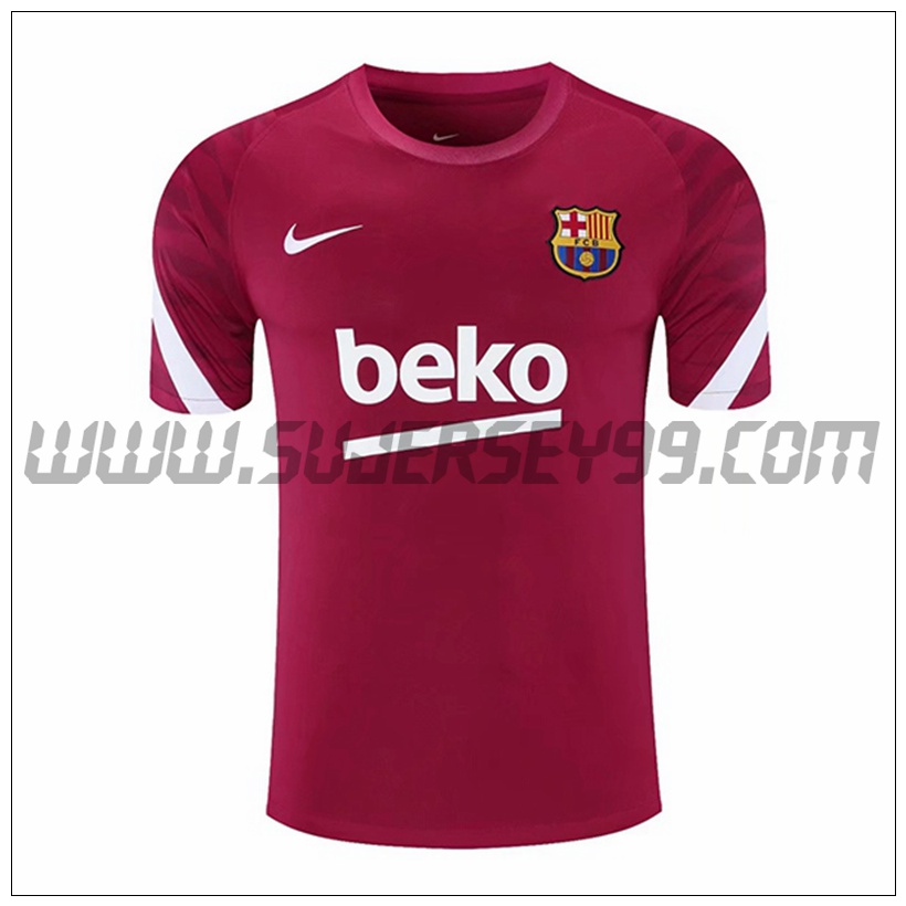 Camiseta Entrenamiento FC Barcelona Rojo/Blanco 2021 2022