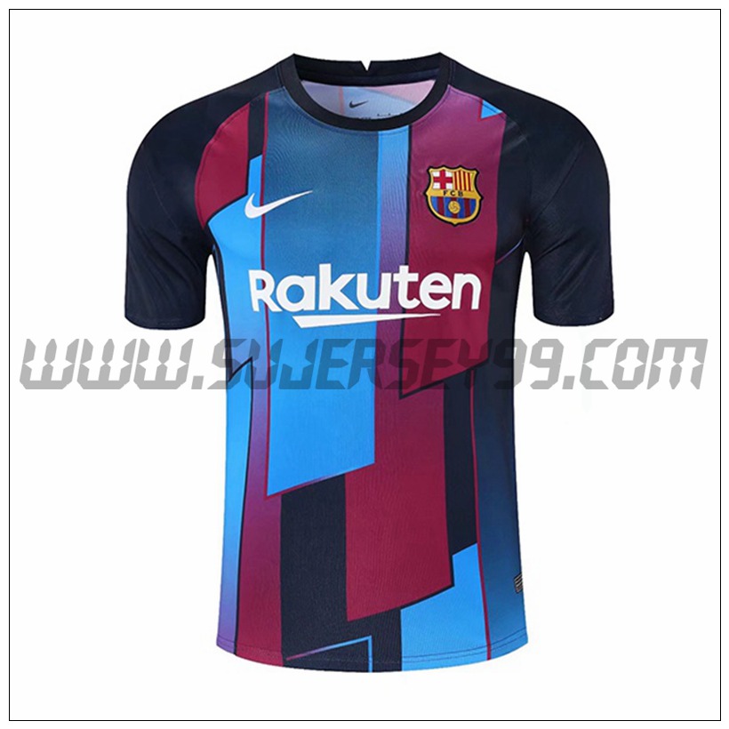 Camiseta Entrenamiento FC Barcelona Rojo/Azul/Negro 2021 2022