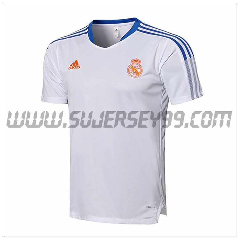 Camiseta Entrenamiento Real Madrid Blanco/Azul 2021 2022