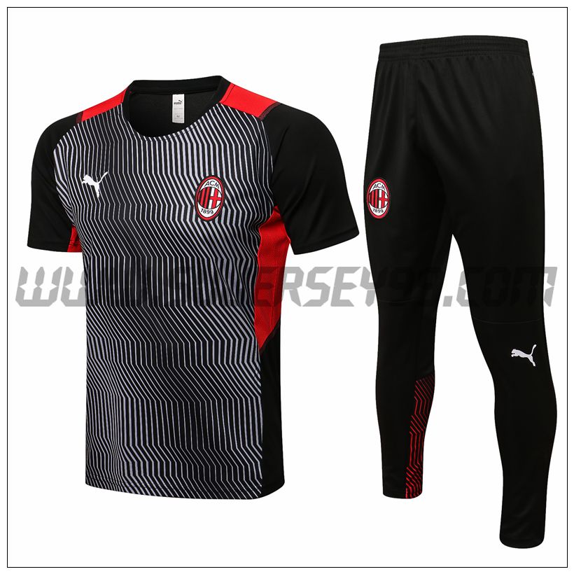 Camiseta Entrenamiento AC Milan + Pantalones Rojo/Negro 2021 2022