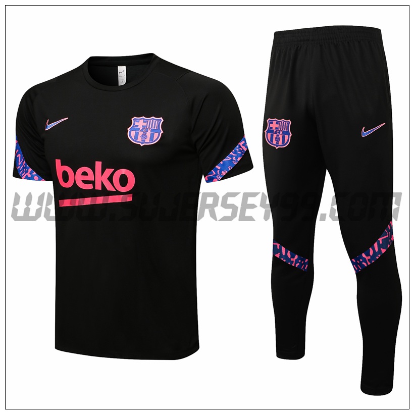 Camiseta Entrenamiento FC Barcelona + Pantalones Negro/Púrpura 2021 2022