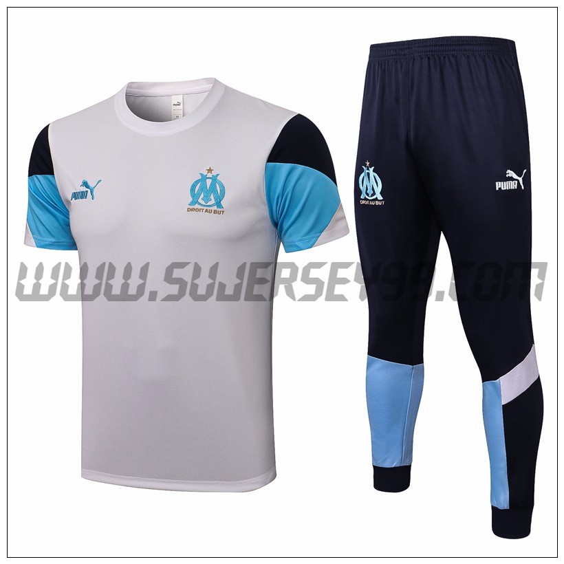 Camiseta Entrenamiento Marsella OM + Pantalones Azul/Negro/Blanco 2021 2022