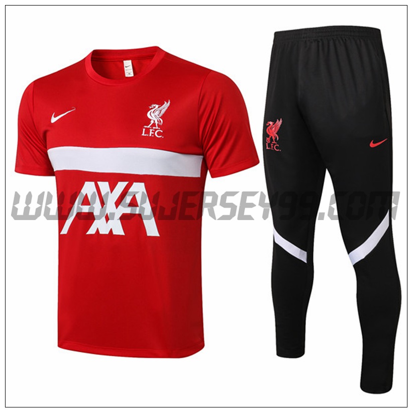 Camiseta Entrenamiento FC Liverpool + Pantalones Rojo/Blanco 2021 2022