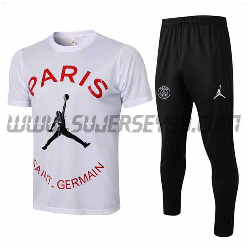 Camiseta Entrenamiento PSG Jordan + Pantalones Blanco/Rojo 2021 2022