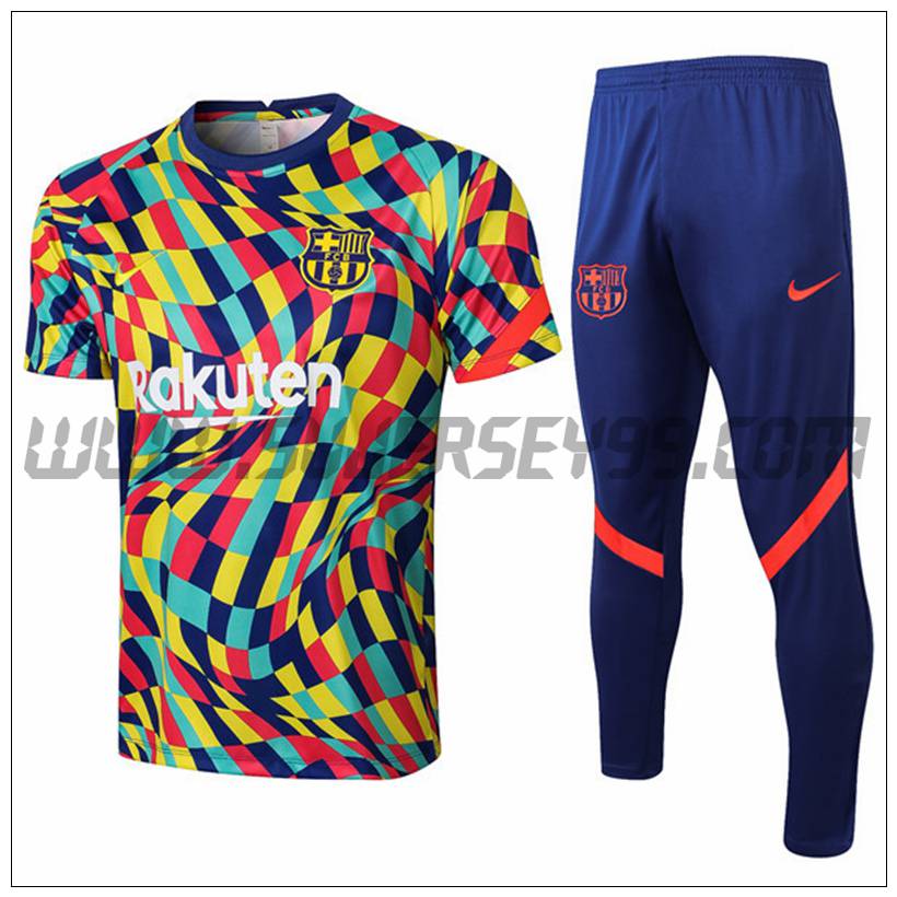 Camiseta Entrenamiento FC Barcelona+ Pantalones Amarillo/Azul 2021 2022