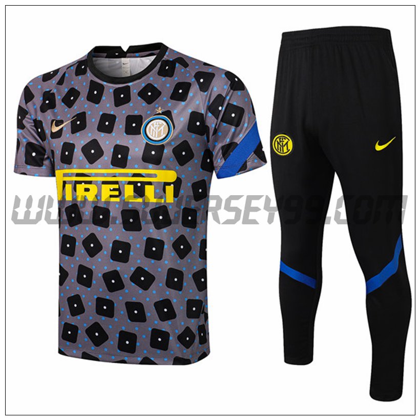 Camiseta Entrenamiento Inter Milan + Pantalones Negro/Grise 2021 2022