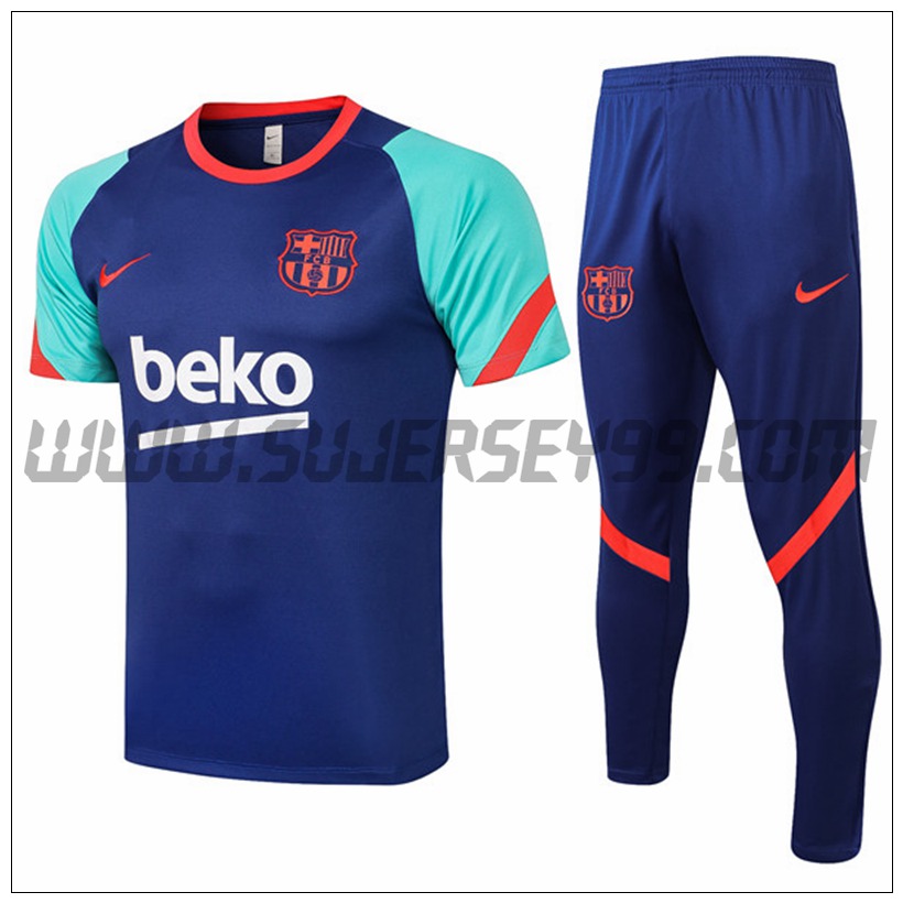 Camiseta Entrenamiento FC Barcelona + Pantalones Azul 2021 2022