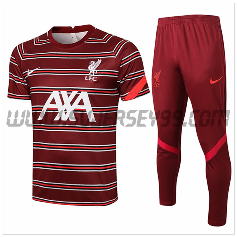 Camiseta Entrenamiento FC Liverpool + Pantalones Rojo 2021 2022