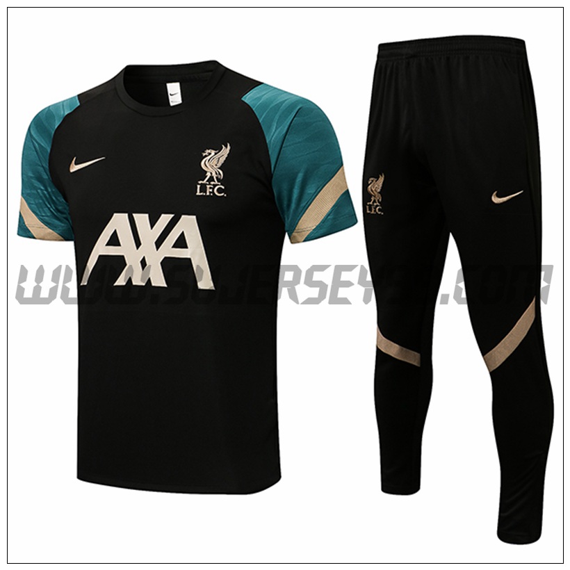 Camiseta Entrenamiento FC Liverpool + Pantalones Negro 2021 2022