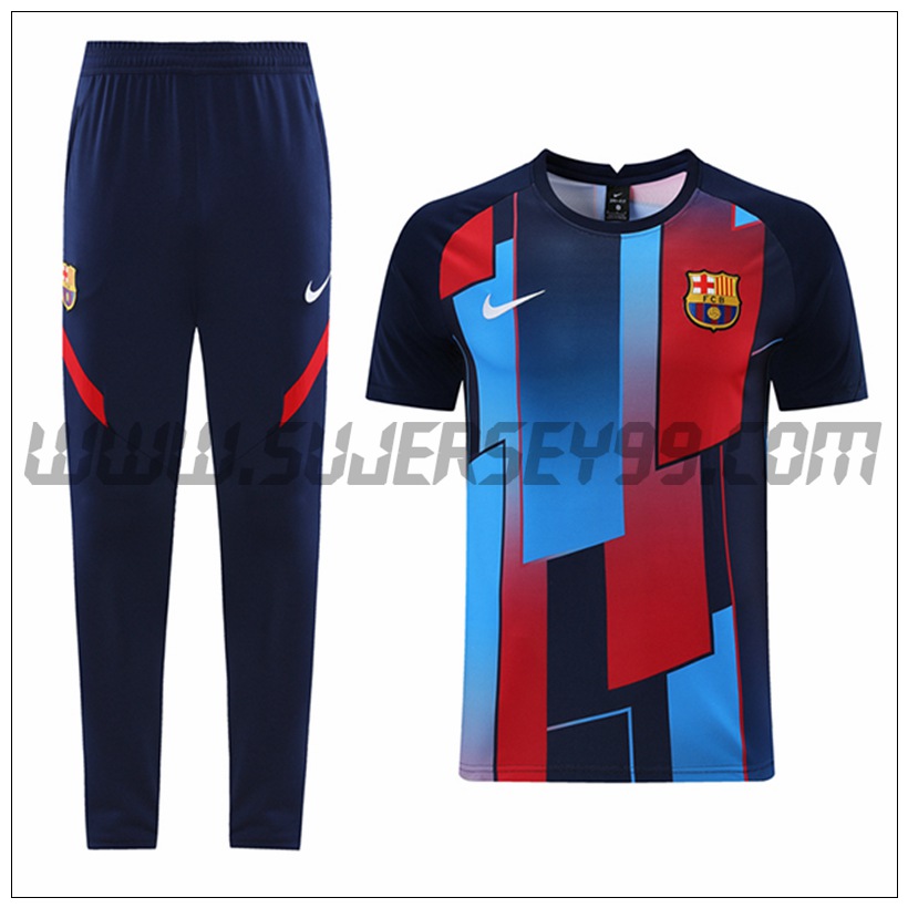 Camiseta Entrenamiento FC Barcelona + Pantalones Negro/Azul 2021 2022